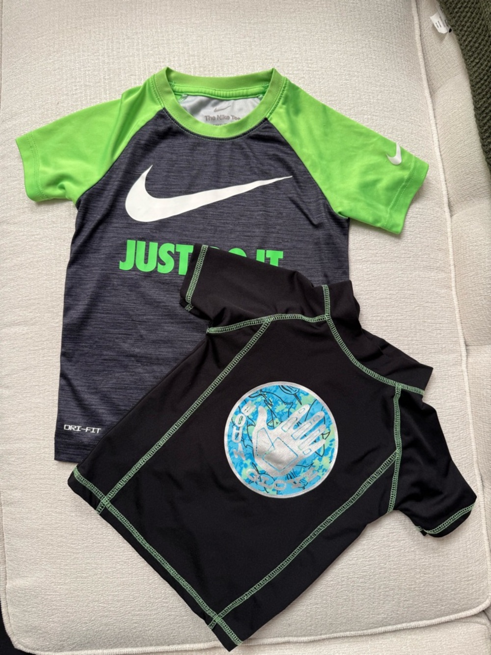 Kids Active shirt bundle. Body Glove rashguard and Nike Dri fit shirt